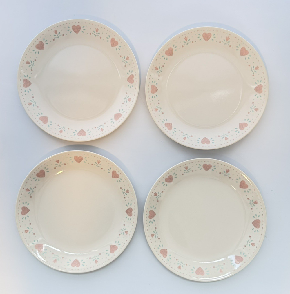 Set of 4 Corelle FOREVER YOURS Pattern Dinner Plates 10-1/4" USA Replacement